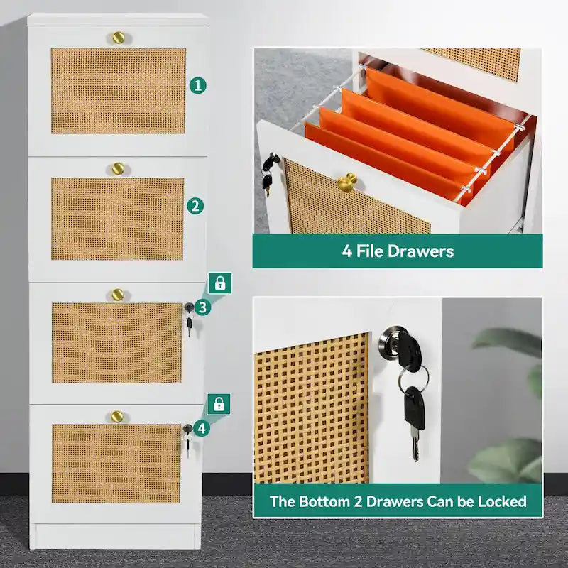 15-inch Deep 4 Drawers Vertical File Cabinet with Lock