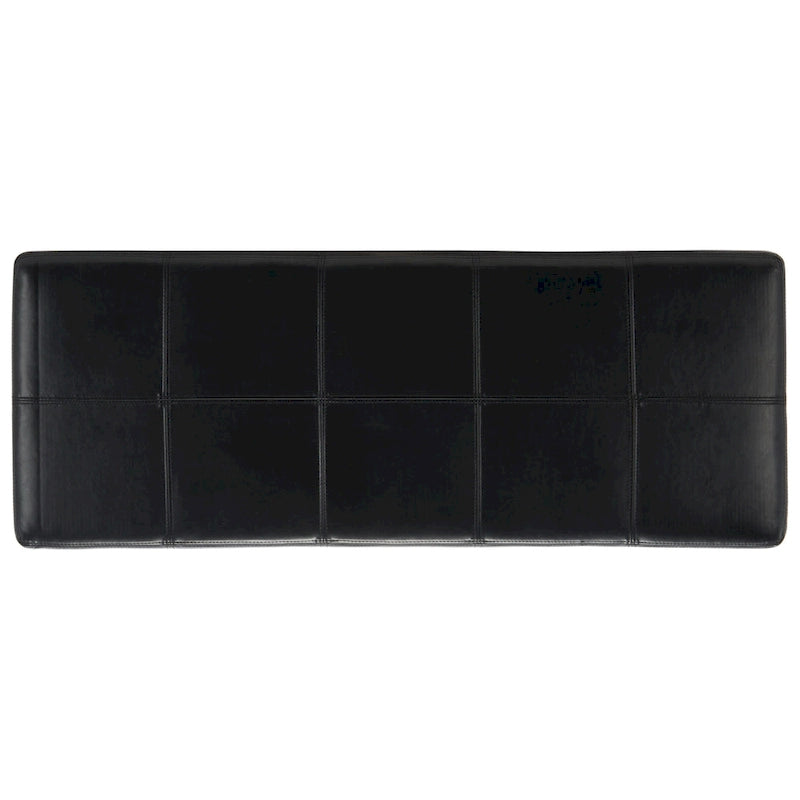 Brown Bicast Leather Wood Storage Bench with Ottoman Seating