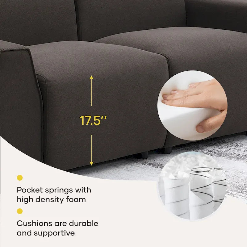 71 x 35.5 Inch Modern Linen Fabric Sofa Stylish Minimalist 2-3 Seat Couch Easy to Install
