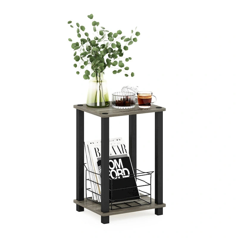 Modern End Table with Storage Shelf Sleek Minimalist Design