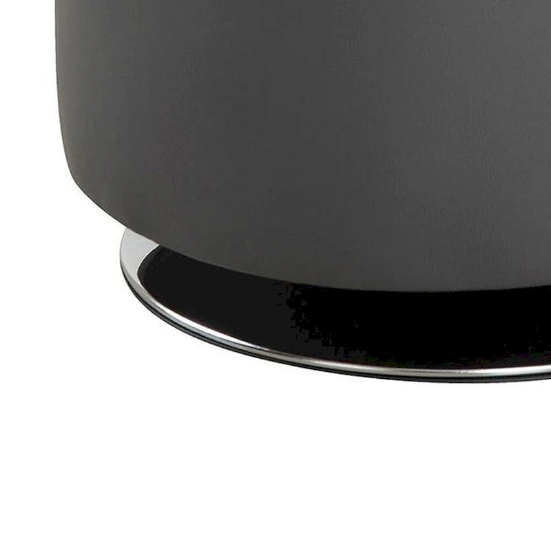 Pouf girevole rotondo in similpelle con seduta trapuntata, grigio e nero