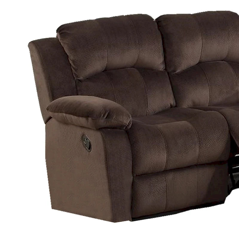 Pine Wood Reclining Loveseat With Padded Upholstery Brown