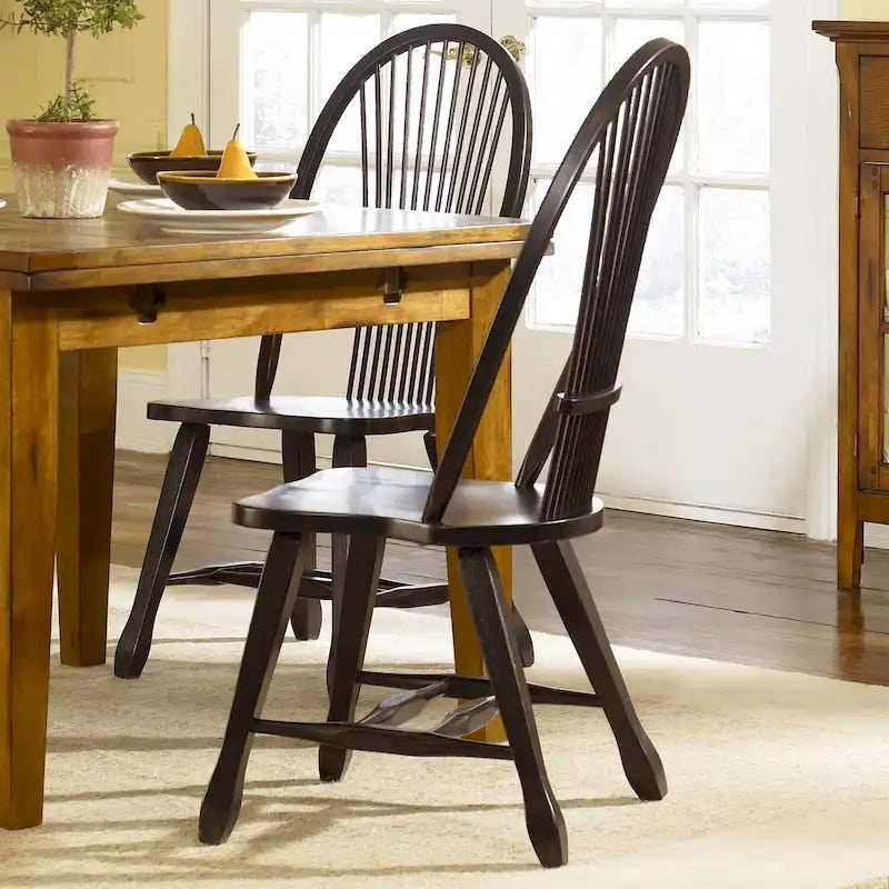 Rustic Black Sheaf Back Dining Chair (Set of 2)
