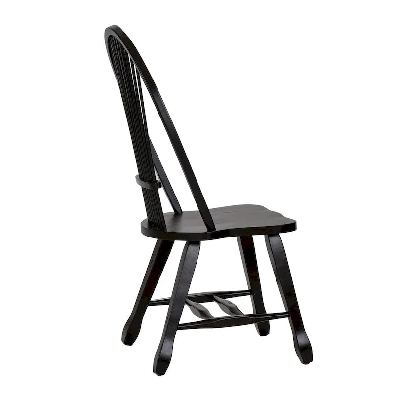 Rustic-tyylinen musta lyhteenselkäinen ruokapöydän tuoli, 2 kappaleen setti