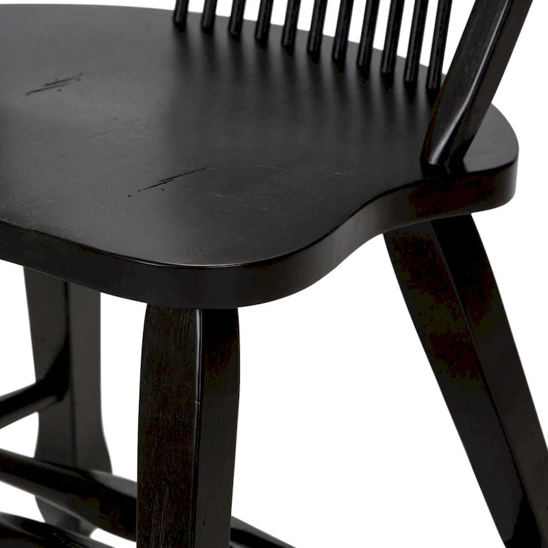 Rustic-tyylinen musta lyhteenselkäinen ruokapöydän tuoli, 2 kappaleen setti