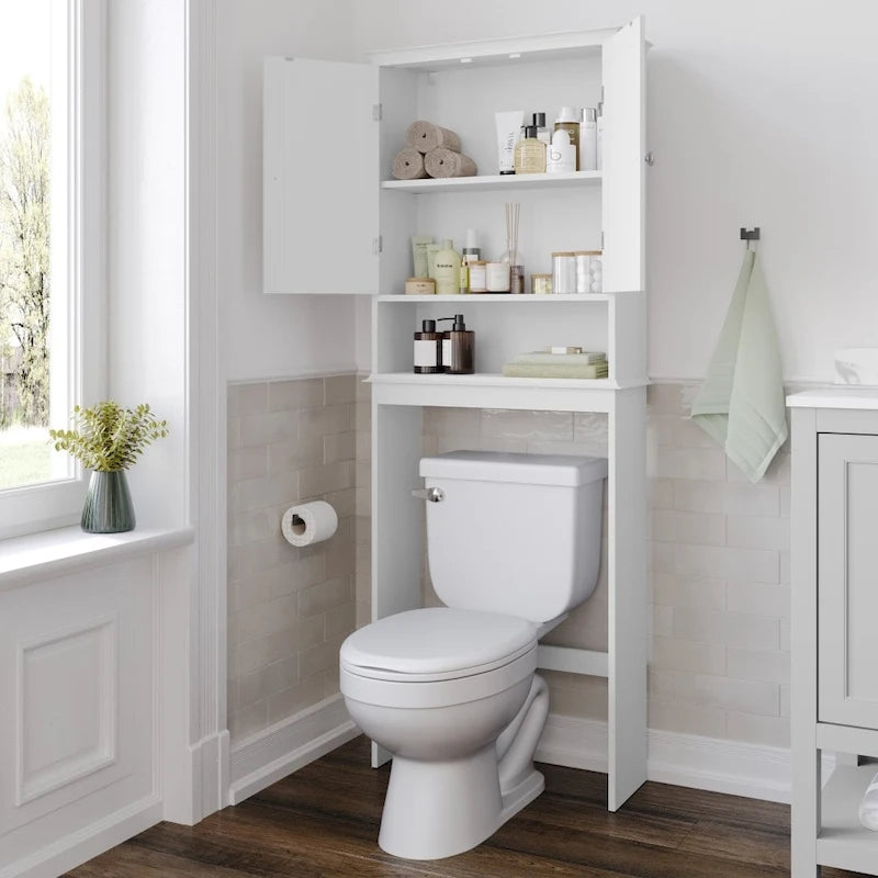 Mobile da fattoria sopra il WC con ripiani e ante con chiusura magnetica