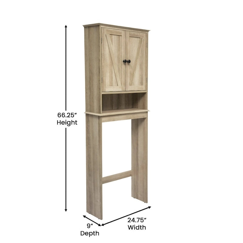 Mobile da fattoria sopra il WC con ripiani e ante con chiusura magnetica