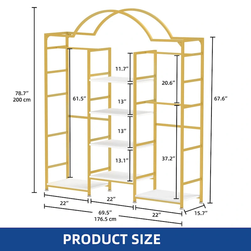 Heavy Duty Coat Rack with 3 Hang Rods and 6 Adjustable Shelves