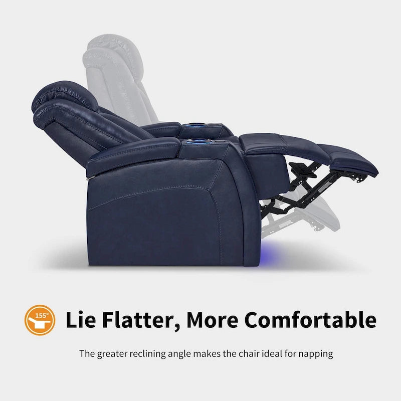 Power Recliner Chair Home Theater Seating with Adjustable Headrest Tray Table Breathable Leather