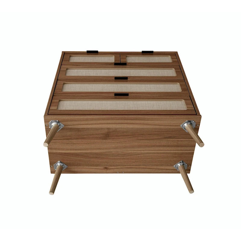 5-Drawer Rattan Accent Storage Cabinet with Pine Legs Modern Style