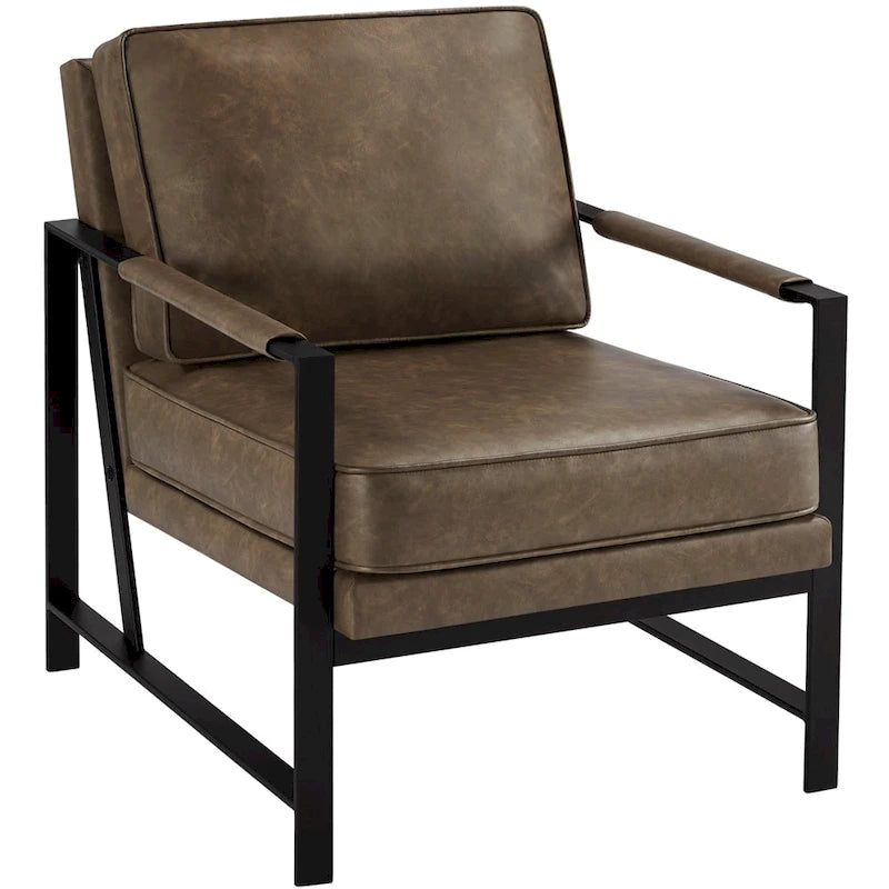 Accent Chair Retro Faux Leather Lounge Chair