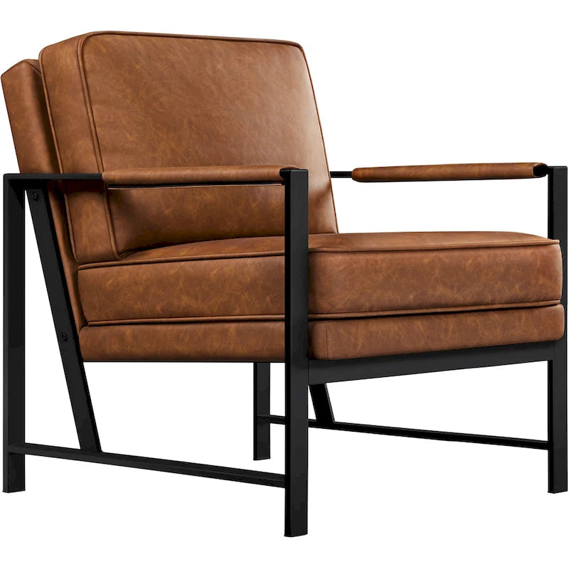 Accent Chair Retro Faux Leather Lounge Chair