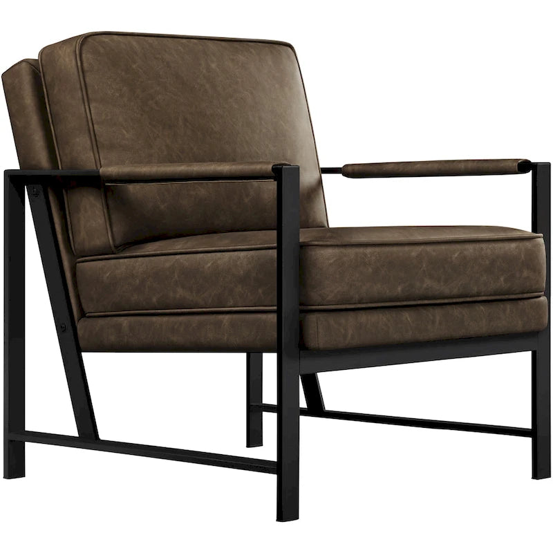 Accent Chair Retro Faux Leather Lounge Chair