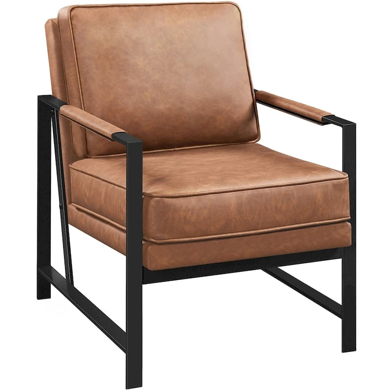 Accent Chair Retro Faux Leather Lounge Chair
