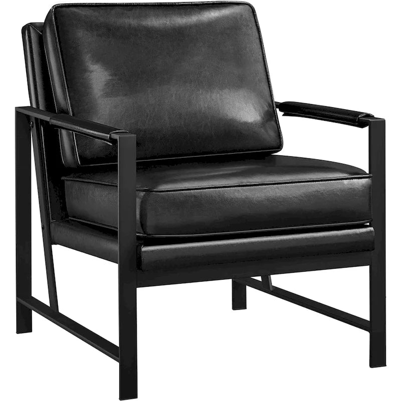 Accent Chair Retro Faux Leather Lounge Chair