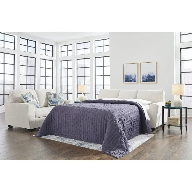 Queen Sofa Sleeper with Pull-Out Bed, Crosshatched Upholstery, Classic Contemporary Style
