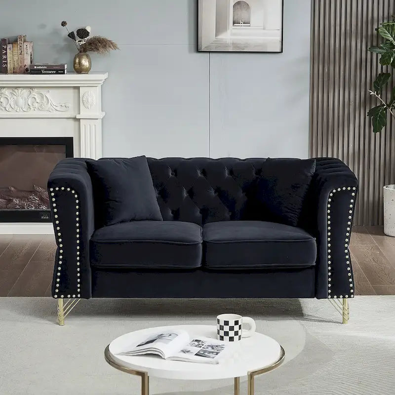 60.2 Inch Tufted Velvet Loveseat Sofa with Nailhead Trim