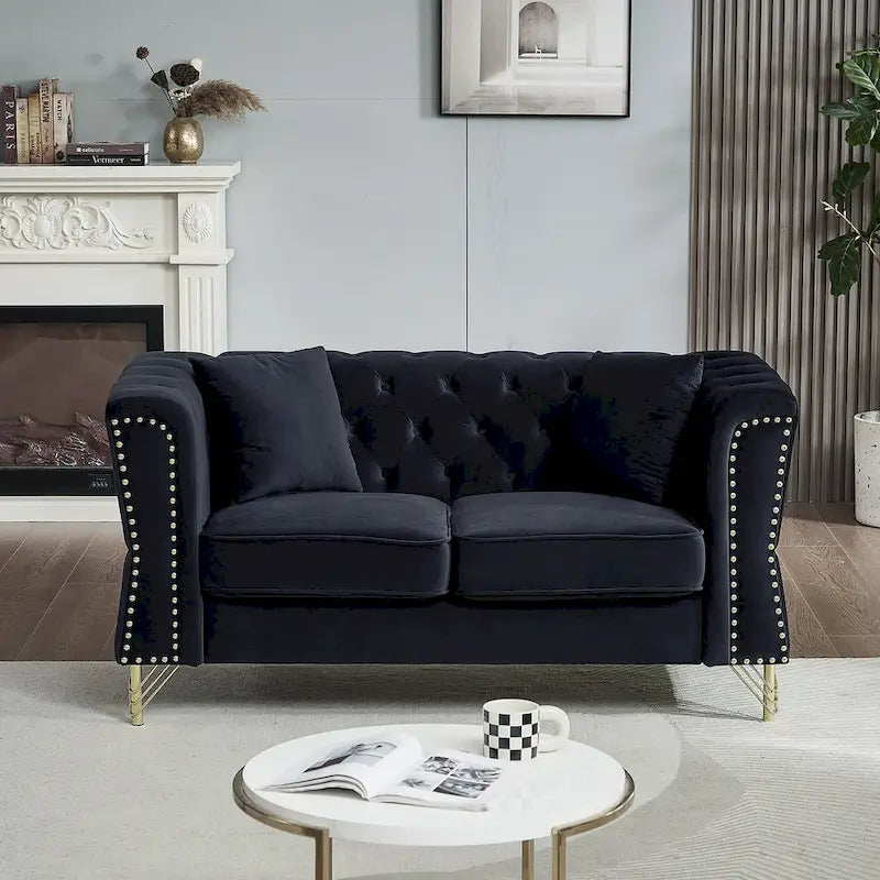 60.2 Inch Tufted Velvet Loveseat Sofa with Nailhead Trim