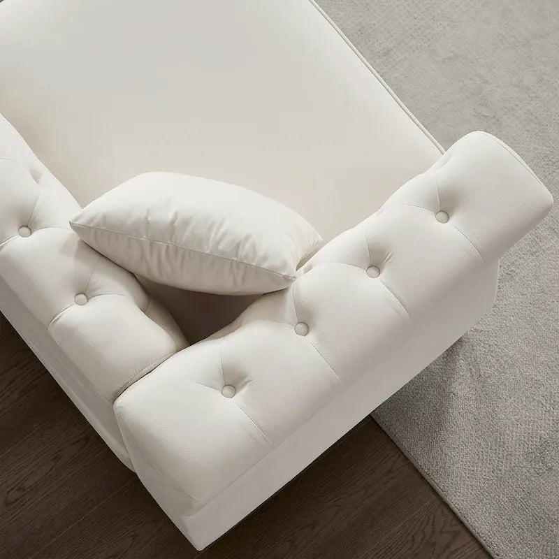 60,2-Zoll-Loveseat-Sofa aus Samt mit Knopfheftung und Nagelkopfbesatz