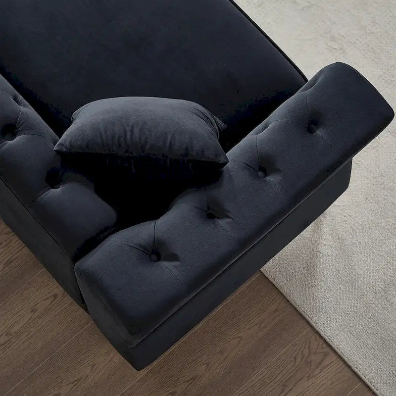 60,2-Zoll-Loveseat-Sofa aus Samt mit Knopfheftung und Nagelkopfbesatz