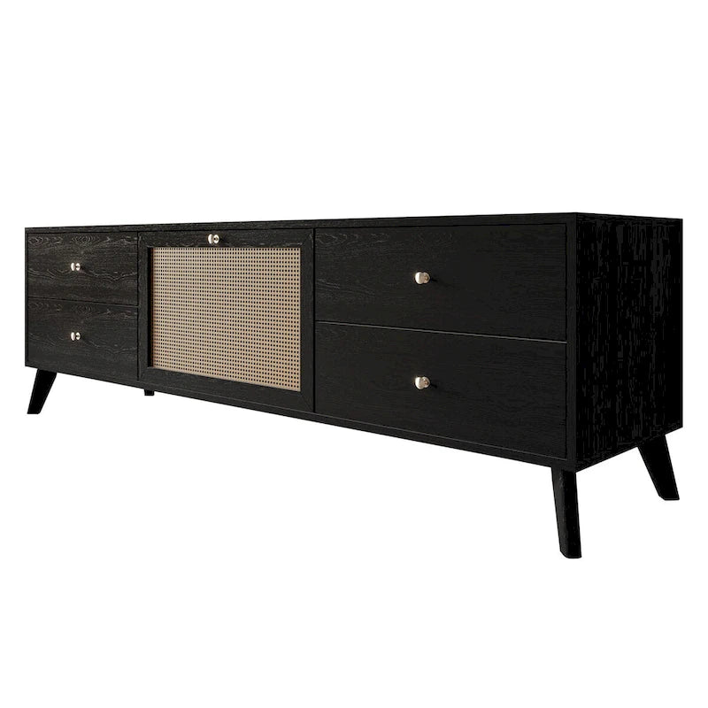 Mid-Century Modern Black TV Stand Console
