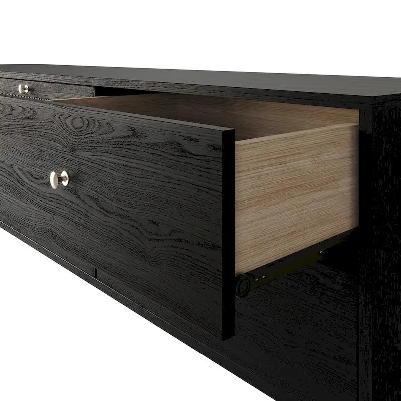 Mid-Century Modern Black TV Stand Console