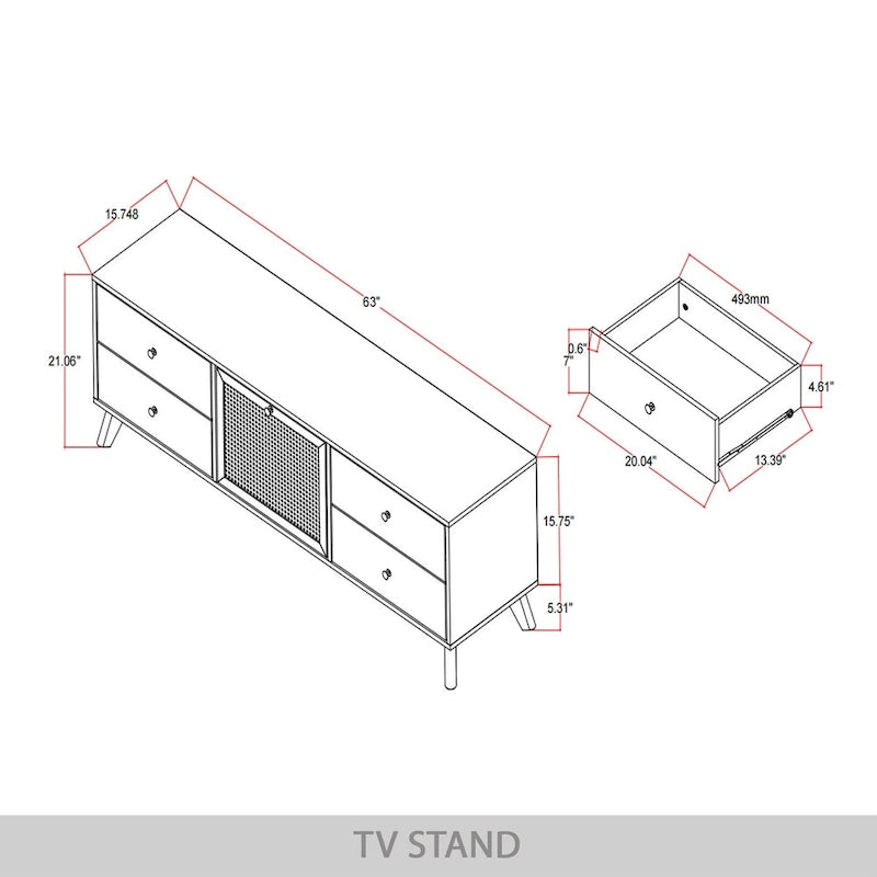 Moderne zwarte tv-kast in mid-century-stijl