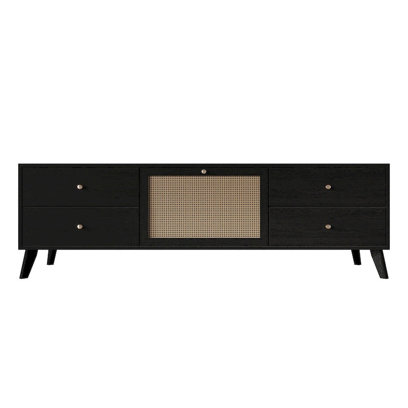Moderne zwarte tv-kast in mid-century-stijl