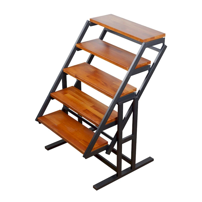 Medium Size Wood Multifunction Convertible Dining Table and Storage Shelf