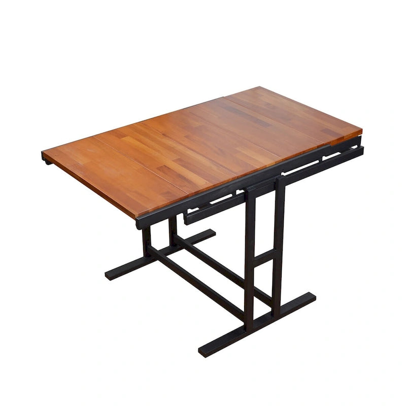 Medium Size Wood Multifunction Convertible Dining Table and Storage Shelf