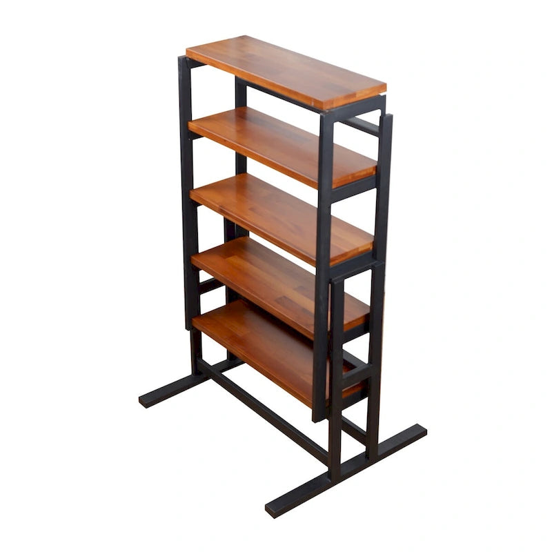 Medium Size Wood Multifunction Convertible Dining Table and Storage Shelf