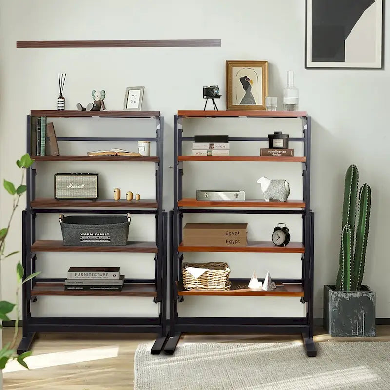 Medium Size Wood Multifunction Convertible Dining Table and Storage Shelf