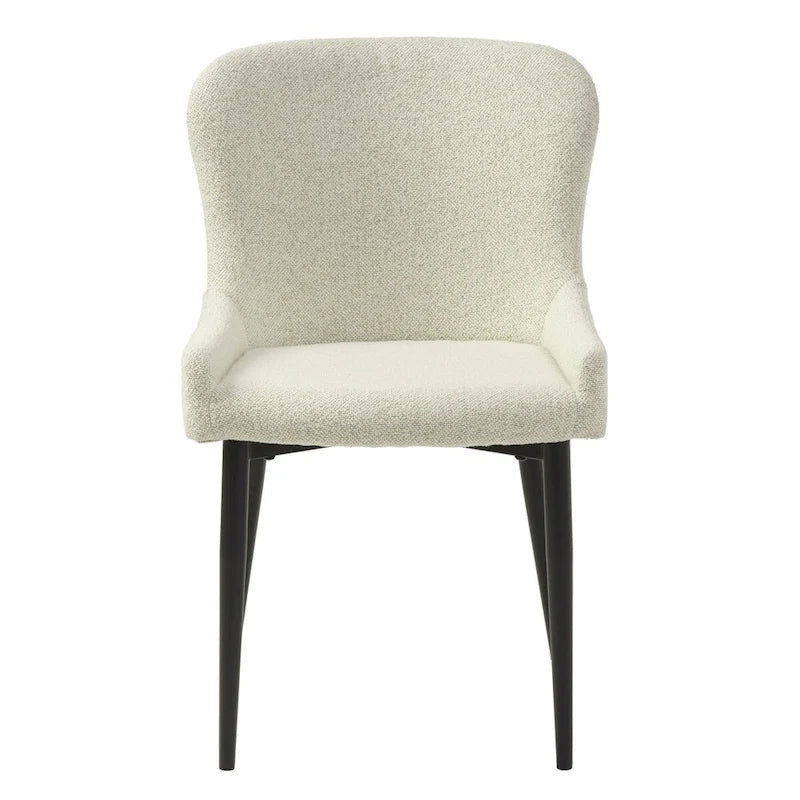 Boucle Dining Chairs with Black Steel Legs, Set of 2