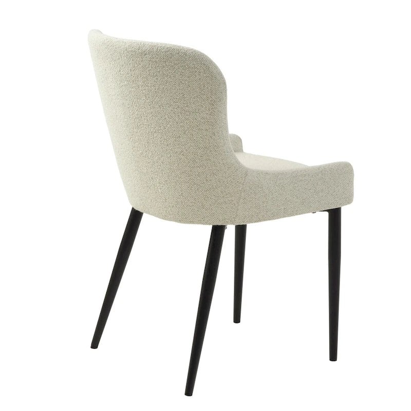 Boucle Dining Chairs with Black Steel Legs, Set of 2