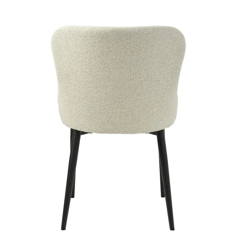 Boucle Dining Chairs with Black Steel Legs, Set of 2