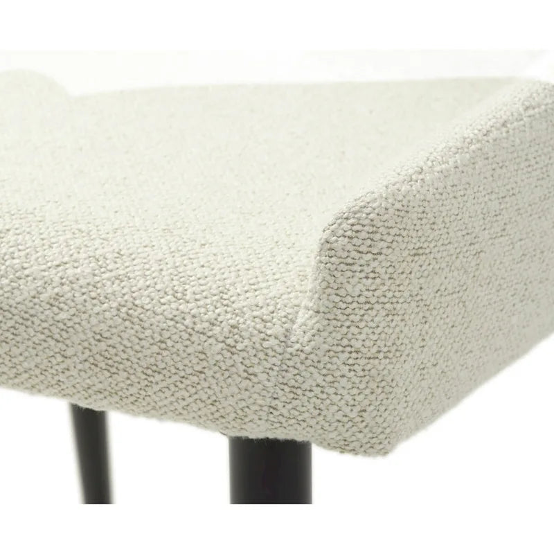 Boucle Dining Chairs with Black Steel Legs, Set of 2