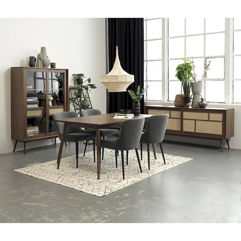Boucle Dining Chairs with Black Steel Legs, Set of 2