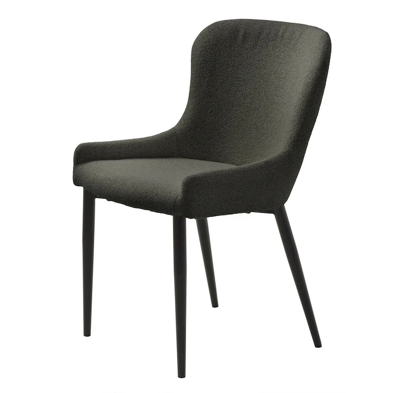 Boucle Dining Chairs with Black Steel Legs, Set of 2