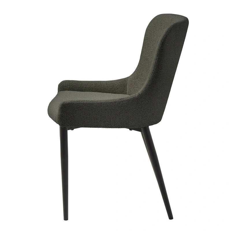 Boucle Dining Chairs with Black Steel Legs, Set of 2