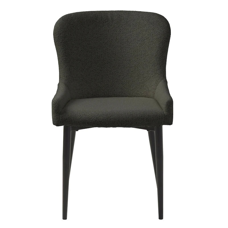 Boucle Dining Chairs with Black Steel Legs, Set of 2