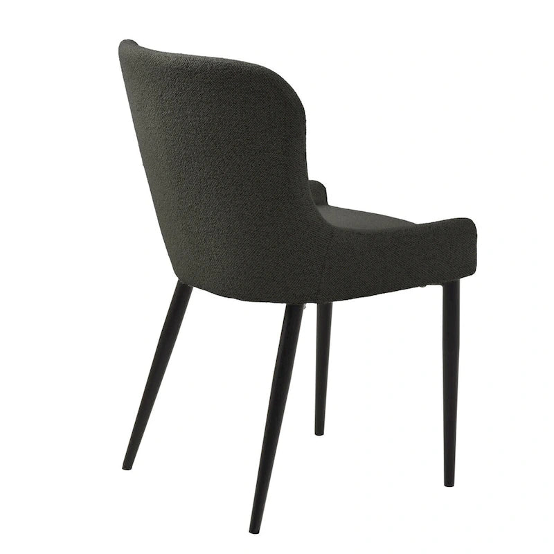 Boucle Dining Chairs with Black Steel Legs, Set of 2