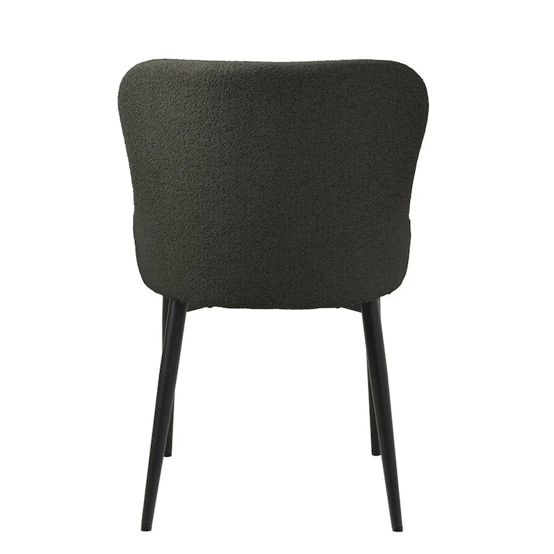 Boucle Dining Chairs with Black Steel Legs, Set of 2