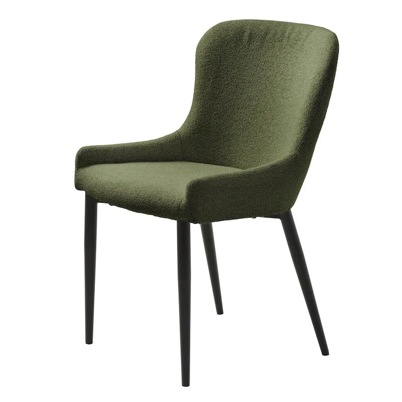Boucle Dining Chairs with Black Steel Legs, Set of 2