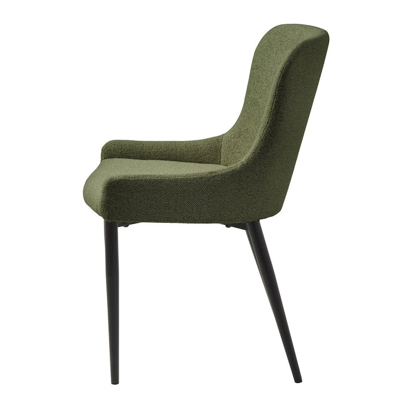 Boucle Dining Chairs with Black Steel Legs, Set of 2