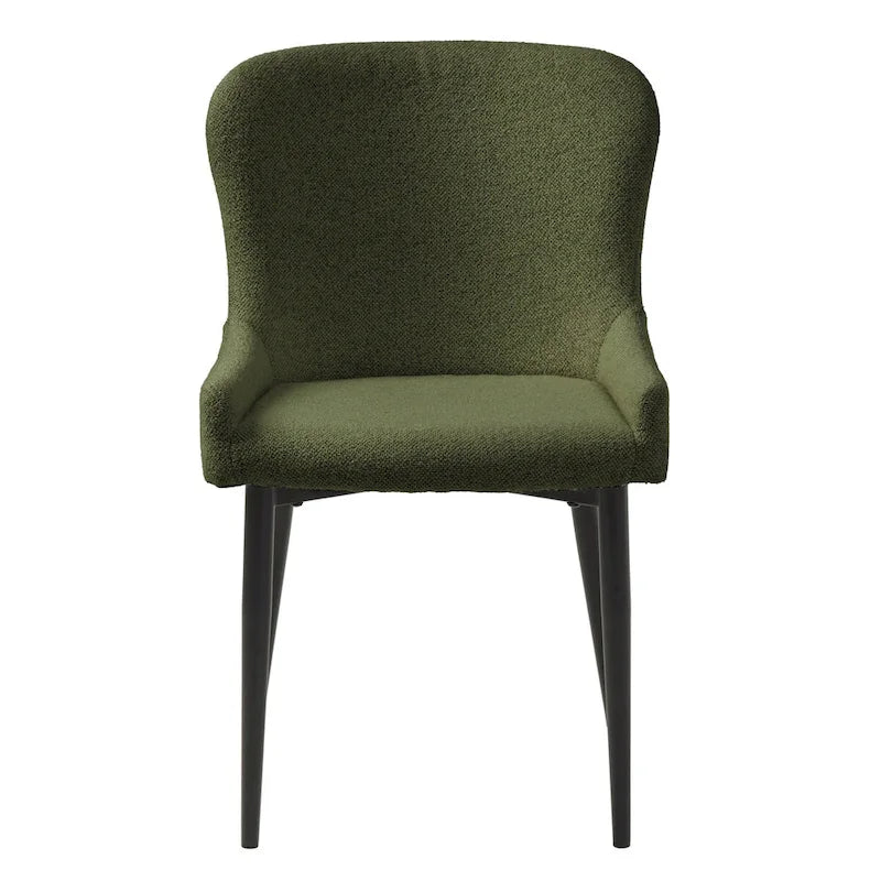 Boucle Dining Chairs with Black Steel Legs, Set of 2