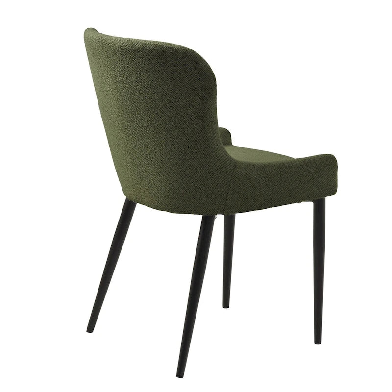 Boucle Dining Chairs with Black Steel Legs, Set of 2