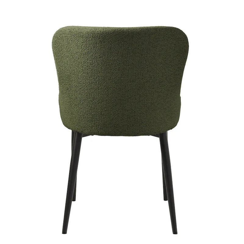 Boucle Dining Chairs with Black Steel Legs, Set of 2
