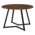 Round Dining Table with Matte Black Metal Cross-Frame Base