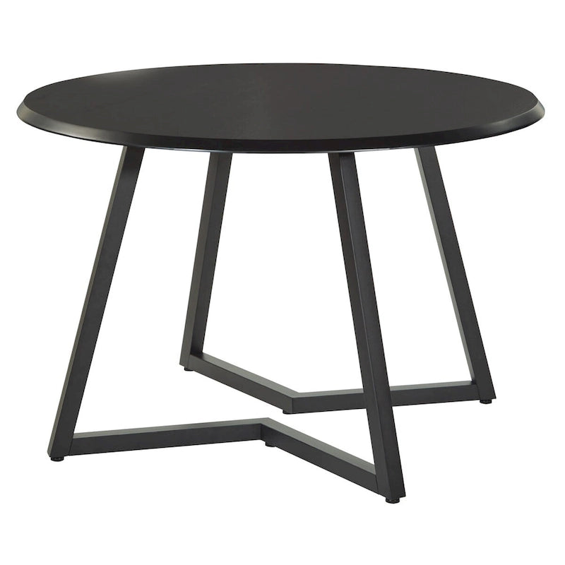 Round Dining Table with Matte Black Metal Cross-Frame Base