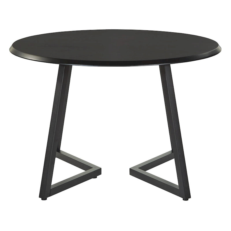 Round Dining Table with Matte Black Metal Cross-Frame Base